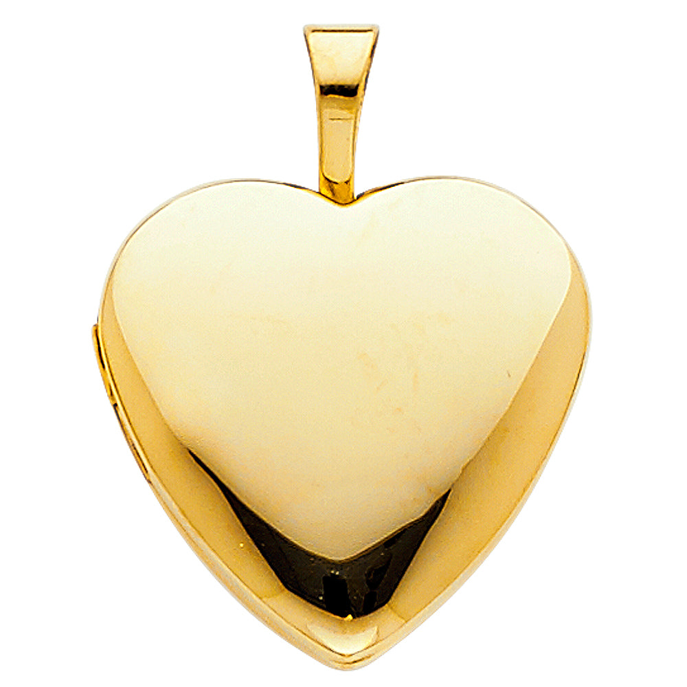 14k Yellow Gold Small/Mini Heart Locket Charm Pendant (16mm x 15mm)
