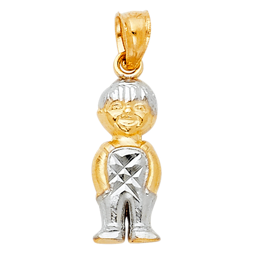 14k Two-tone Gold Mini Little Boy Charm, 17mm x 8mm