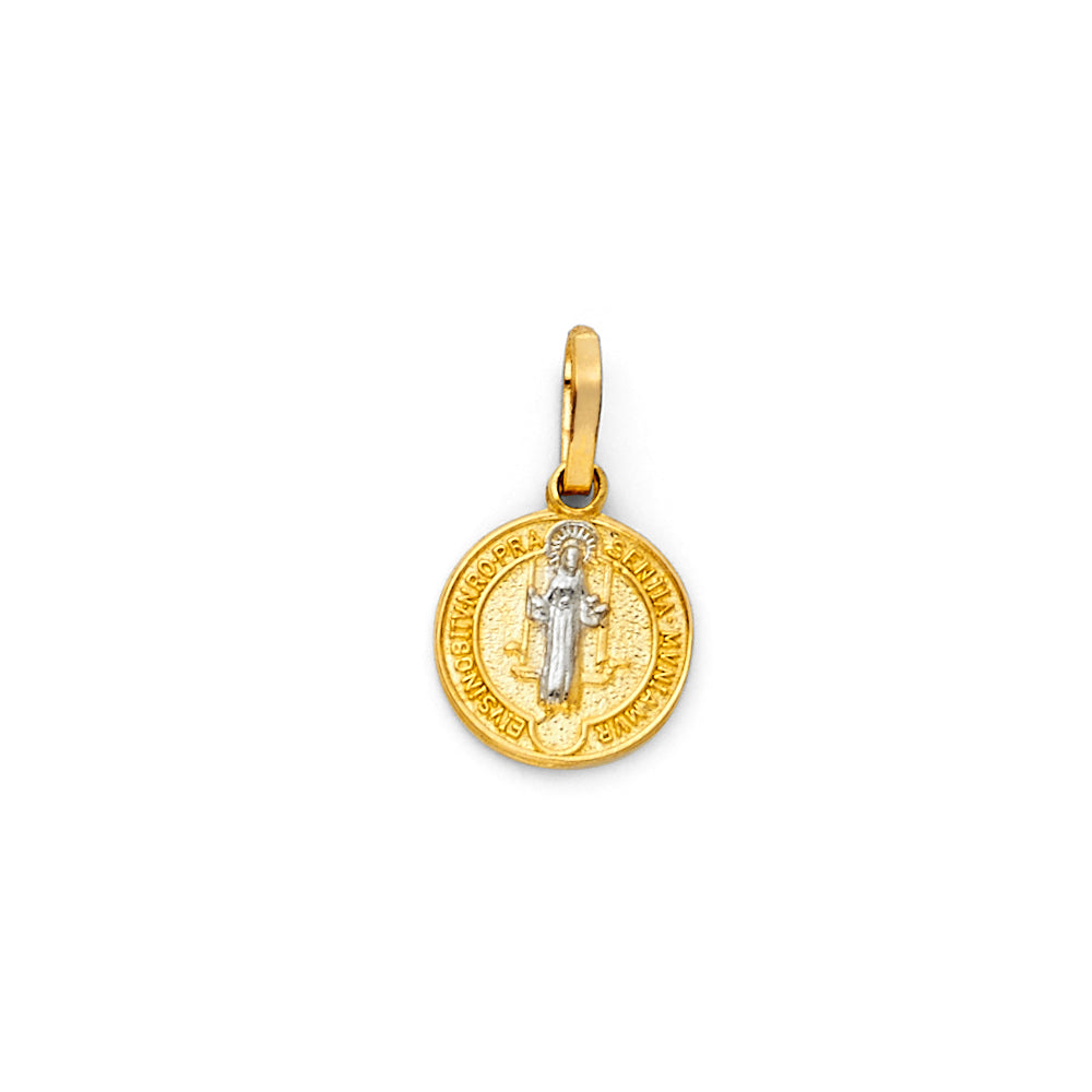 14k Two-tone Gold Small/Mini Virgin Mary Religious Charm Pendant 10mm x 10mm