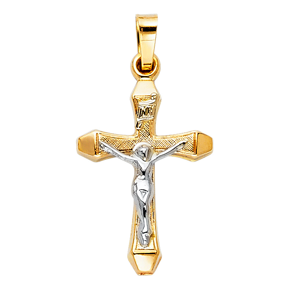 14k Yellow Gold Small/Mini Religious Crucifix Charm Pendant (21mm x 14mm)