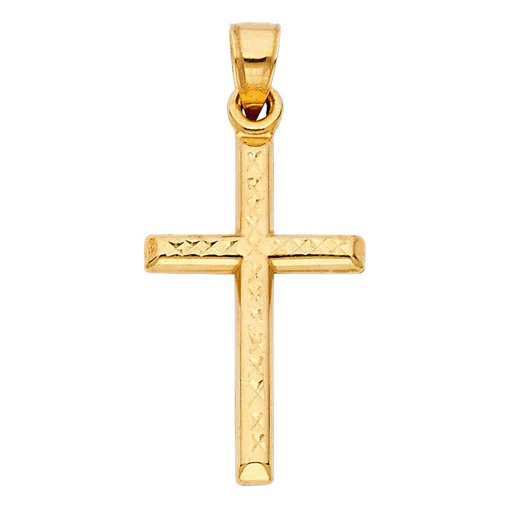 14k Yellow Gold Small/Mini Religious Cross Charm Pendant (25mm x 16mm)