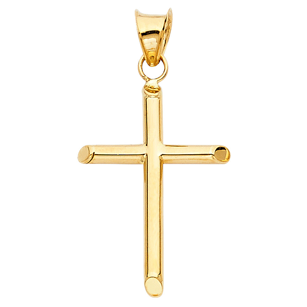 14k White Gold Small/Mini Religious Cross Charm Pendant (22mm x 17mm)