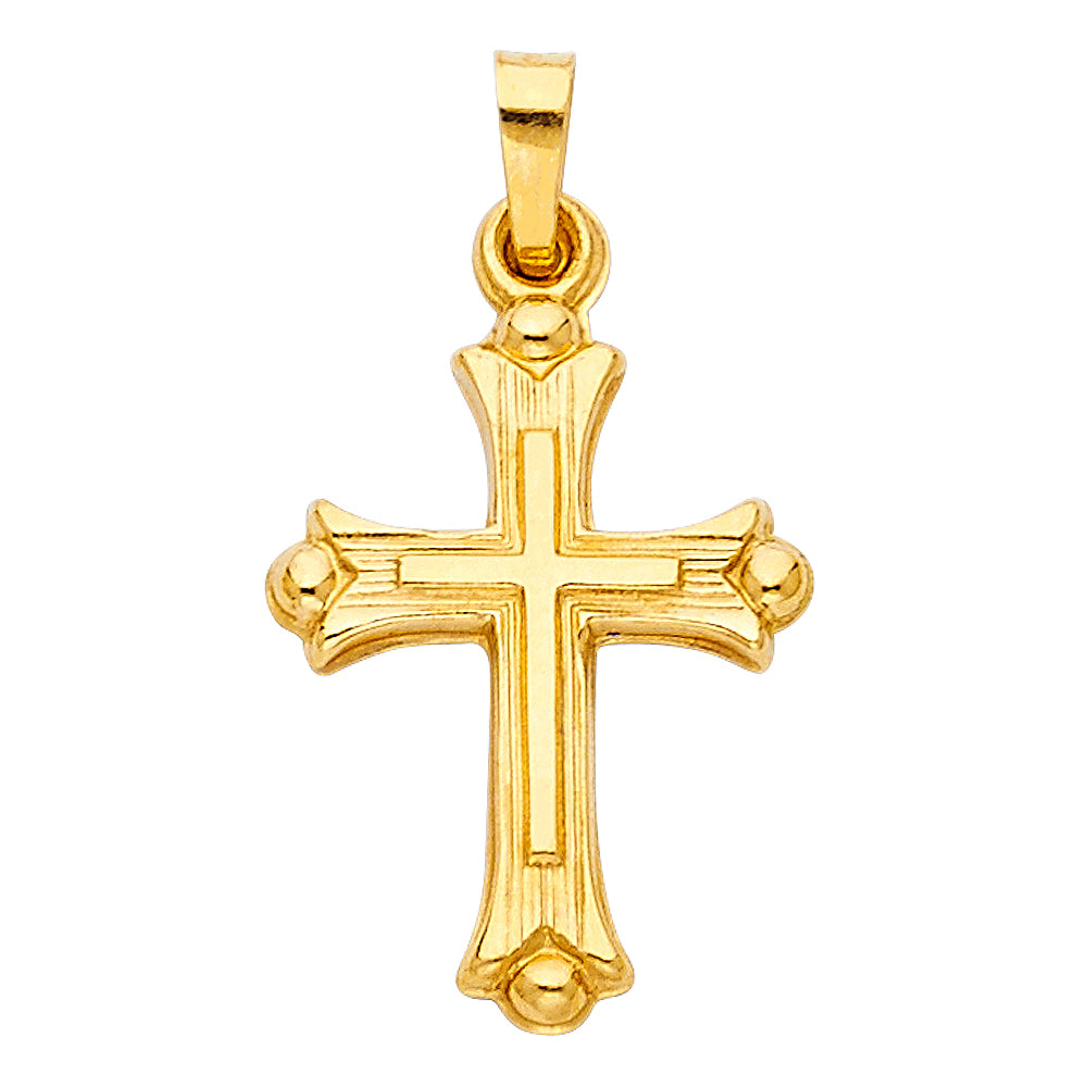 14k Yellow Gold Small/Mini Religious Cross Charm Pendant (20mm x 15mm)