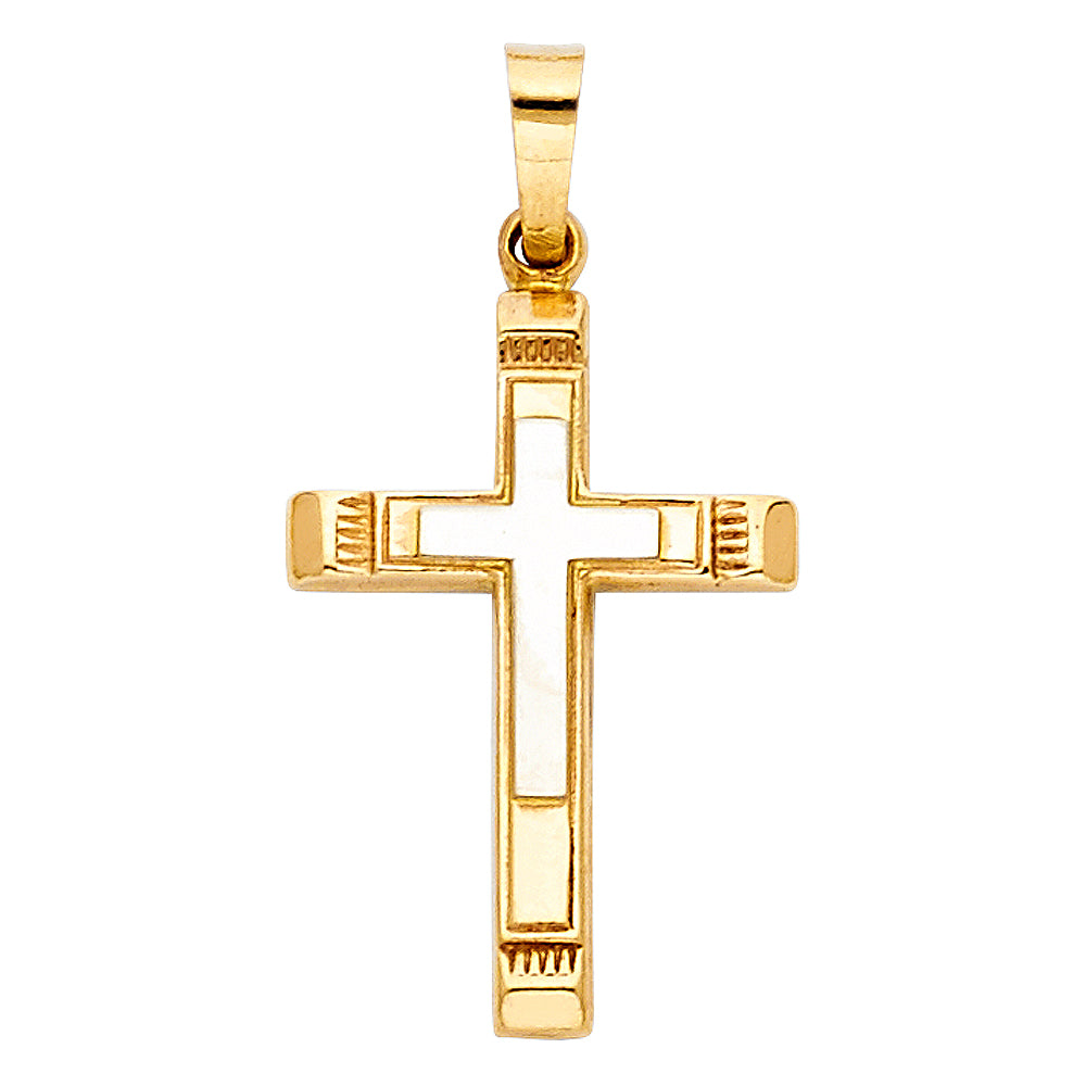14k Yellow Gold Small/Mini Religious Cross Charm Pendant (21mm x 15mm)