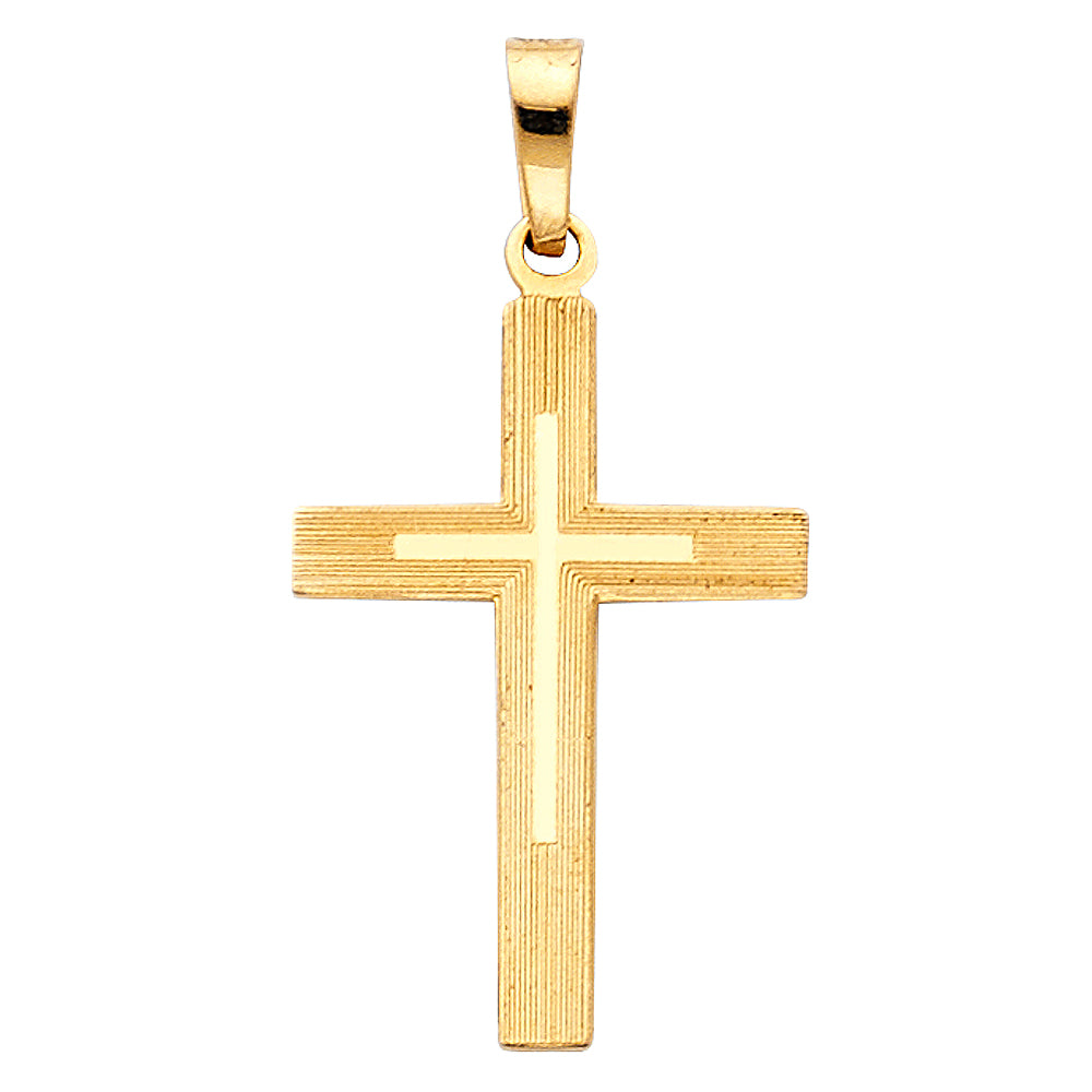 14K Yellow Gold Small/Mini Religious Cross Charm Pendant (21mm x 15mm)
