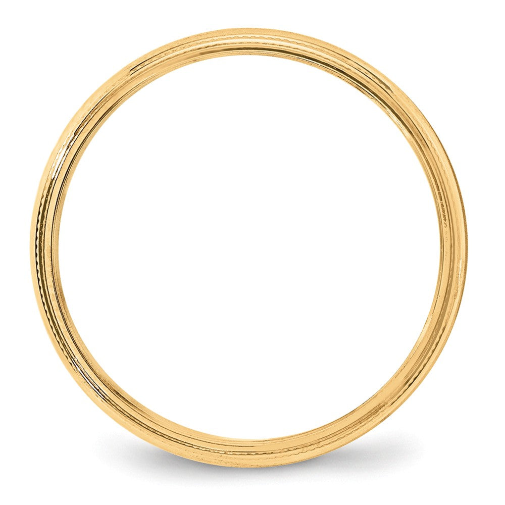 Alianza de boda de media caña con milgrain de 4 mm en oro amarillo de 14k, talla 12.5