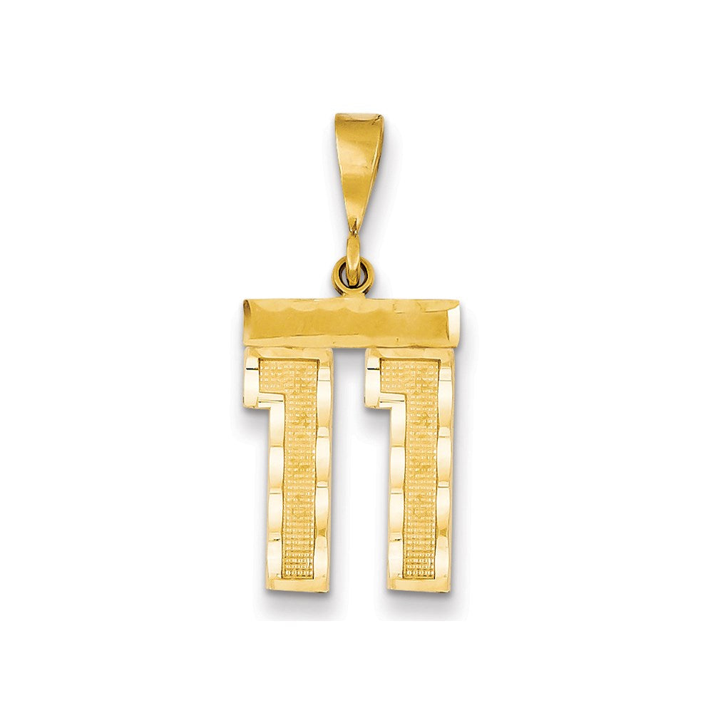 Million Charms 14K Yellow Gold Themed Medium Diamond-Cut Number 11 Charm