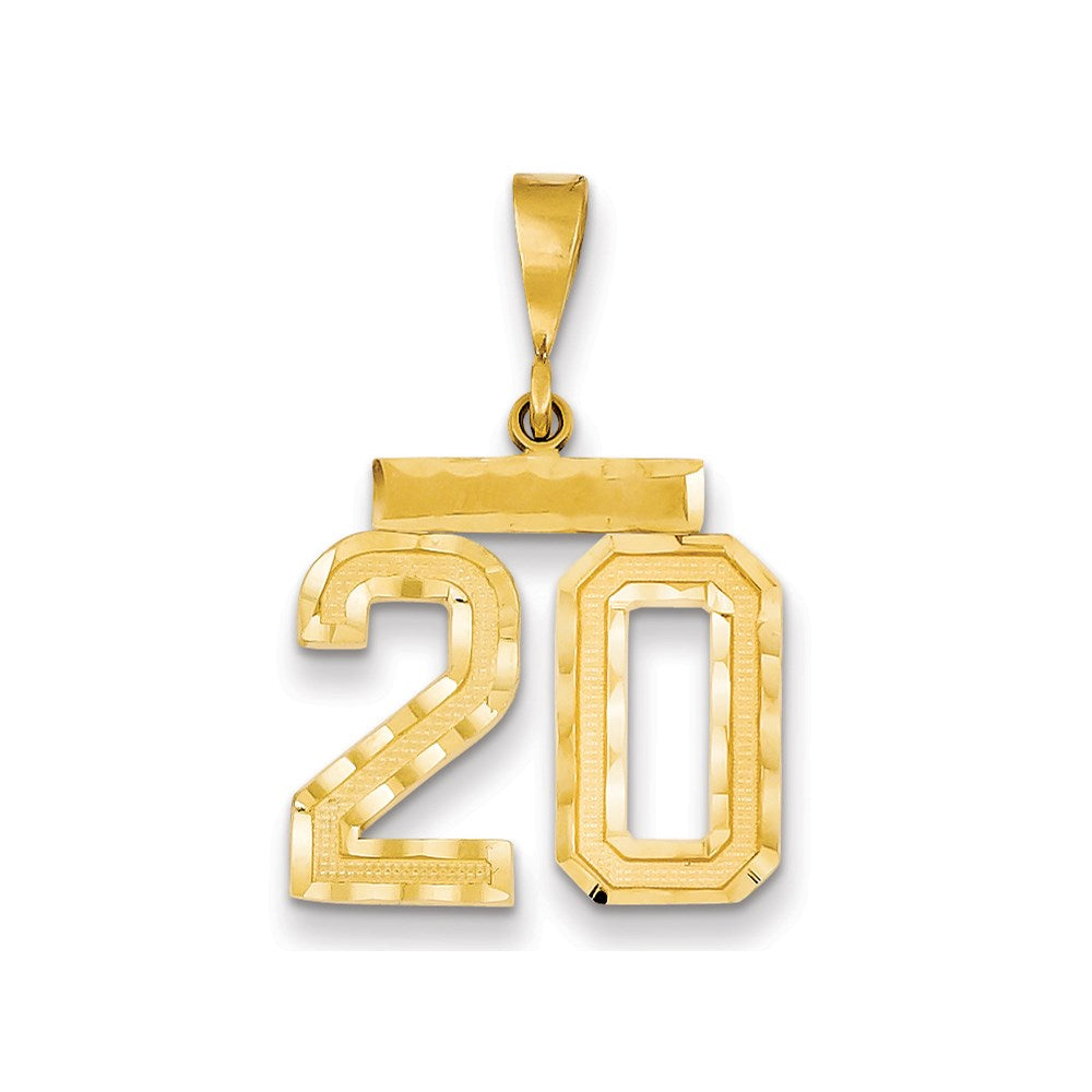 Million Charms 14K Yellow Gold Themed Medium Diamond-Cut Number 20 Charm
