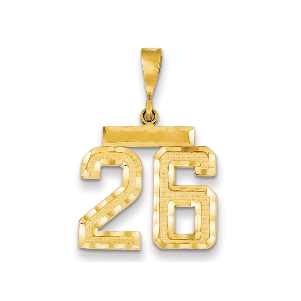 Million Charms 14K Yellow Gold Themed Medium Diamond-Cut Number 26 Charm