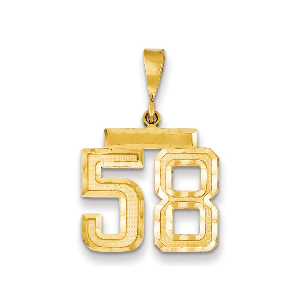 Million Charms 14K Yellow Gold Themed Medium Diamond-Cut Number 58 Charm