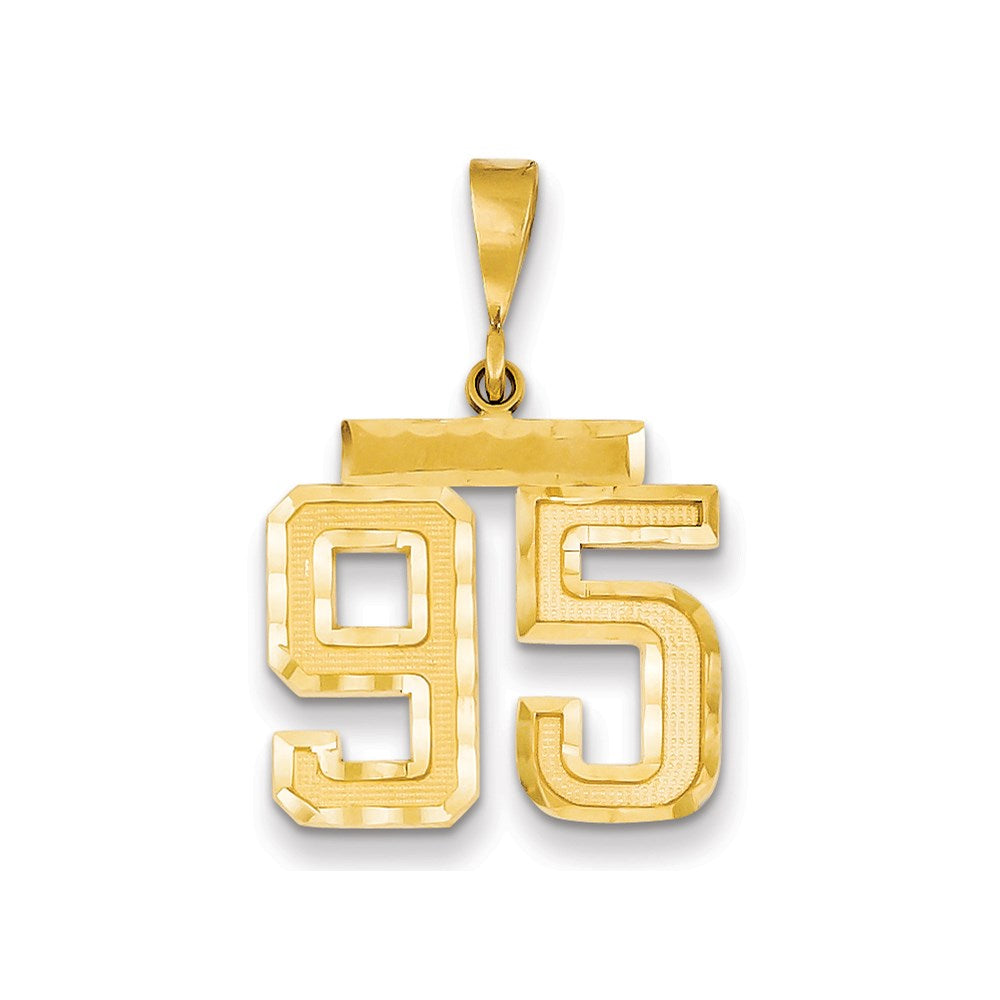 Million Charms 14K Yellow Gold Themed Medium Diamond-Cut Number 95 Charm