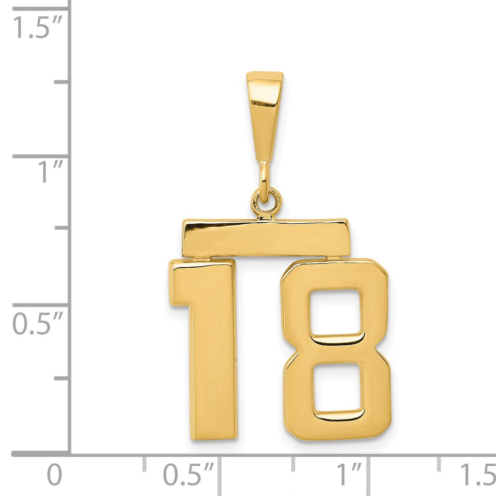 Million Charms 14K Yellow Gold Themed Medium Polished Number 18 Charm