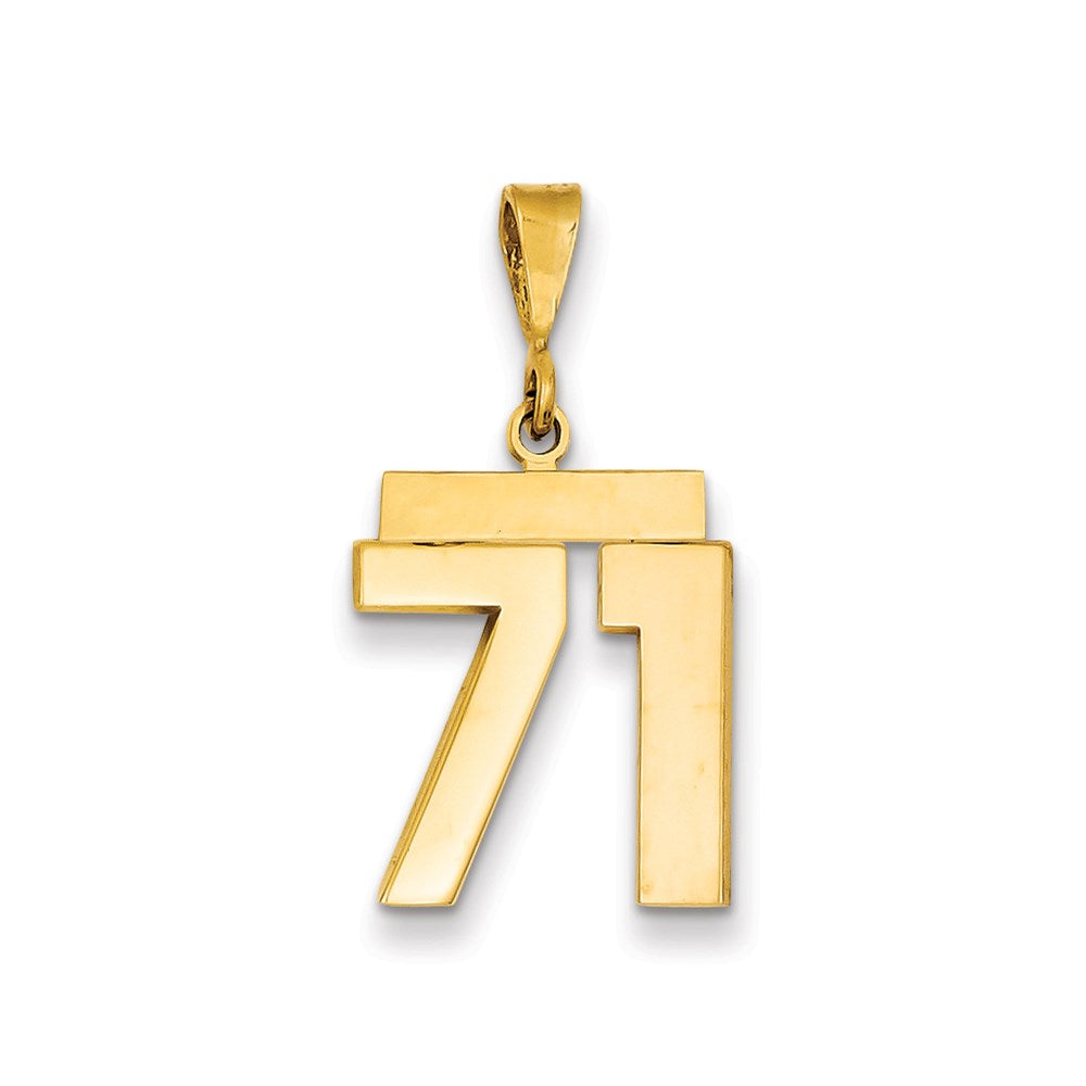 Million Charms 14K Yellow Gold Themed Medium Polished Number 71 Charm