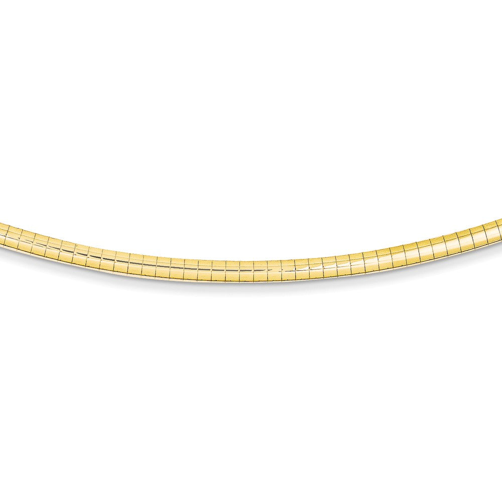 Million Charms 14k Yellow Gold, Necklace Chain, 3mm Domed Omega Necklace, Chain Length: 16 inches
