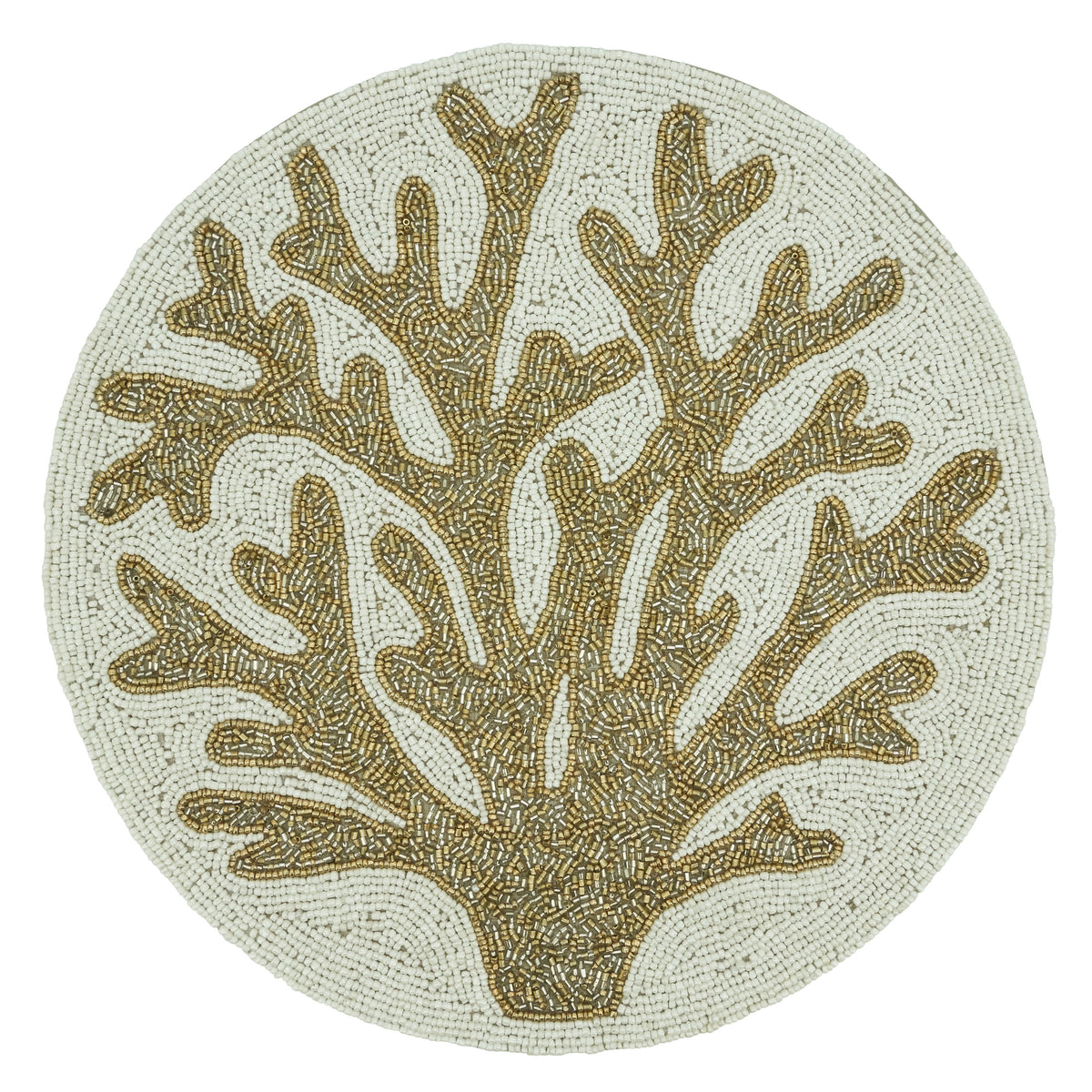 Occasion Gallery Nautical Sealife Themed Gold-tone Sea Shell and Coral Reef Beaded Runners and Placemats