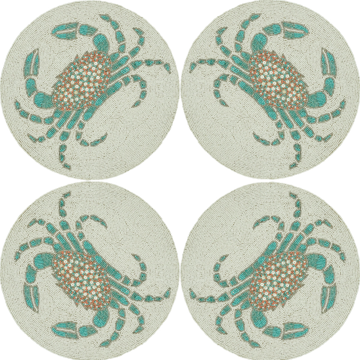 Occasion Gallery Nautical Sealife Themed Aqua Blue Beaded Runners and Placemats