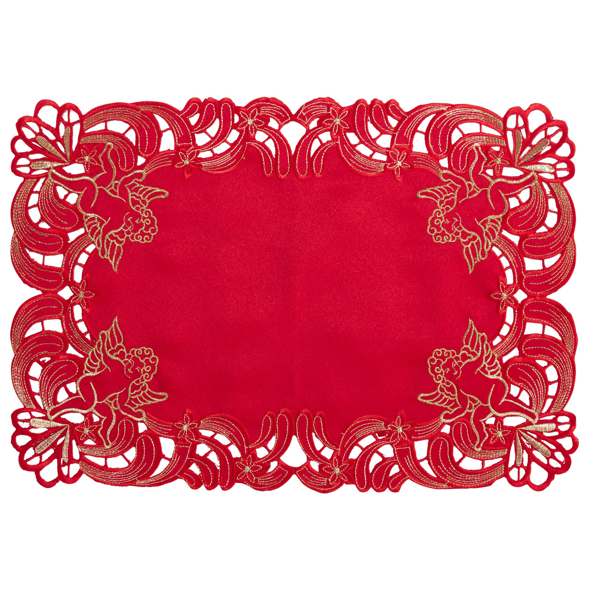 Holiday Christmas Special Occasion Embroidered and Cut-out Cupid Dinner Table Linens, Weddings Banquets Showers 100% polyester