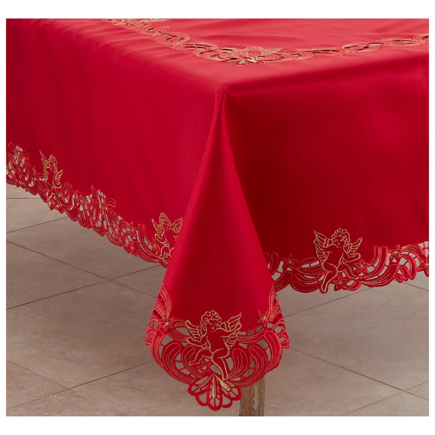 Holiday Christmas Special Occasion Embroidered and Cut-out Cupid Dinner Table Linens, Weddings Banquets Showers 100% polyester