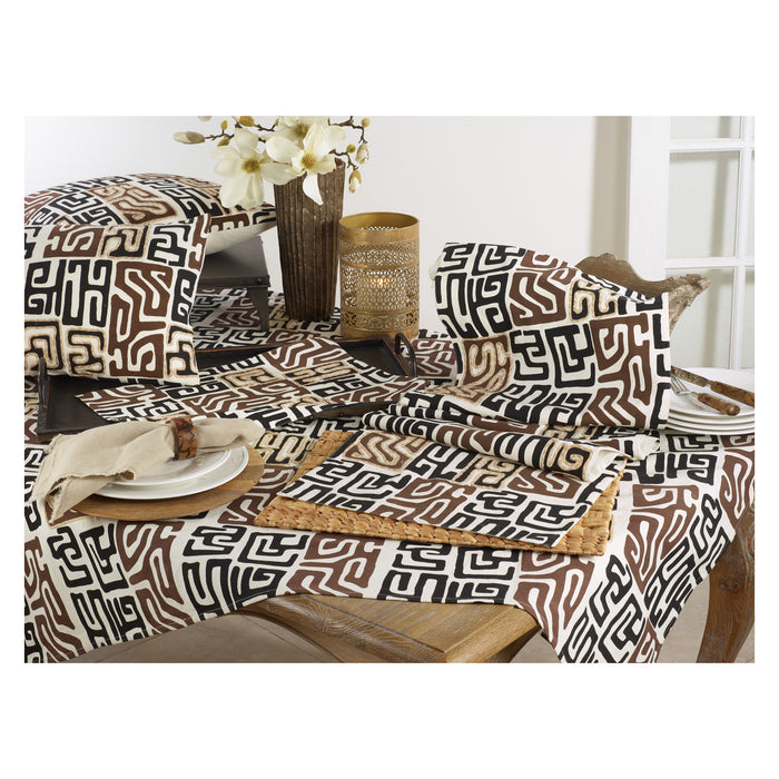 Black African Inspired Kuba Cloth Print Table Linens, 100% cotton
