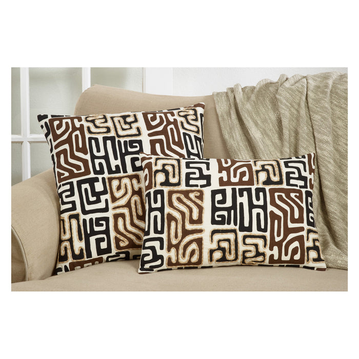 Black African Inspired Kuba Cloth Print Pillows, 100% cotton