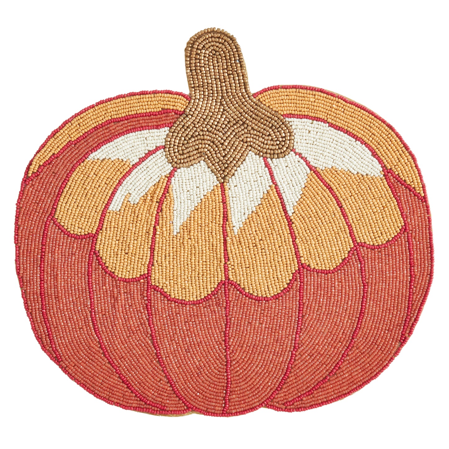 Orange Beaded Fall Autumn Halloween Thanksgiving Holiday Pumpkin Table Runner and Place Mat Top: glass beads, Bottom: polyester fabric