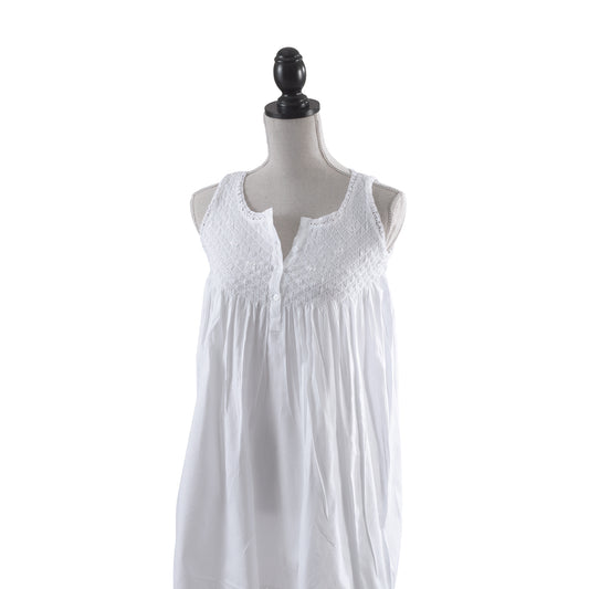 White 100% Cotton Embroidered Nightgown Nightdress