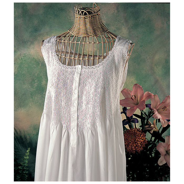 White 100% Cotton Embroidered Nightgown Nightdress