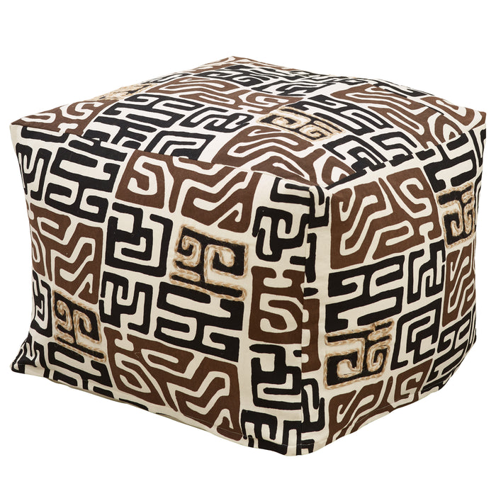 African Inspired Mud Cloth Print Poufs, 100% cotton