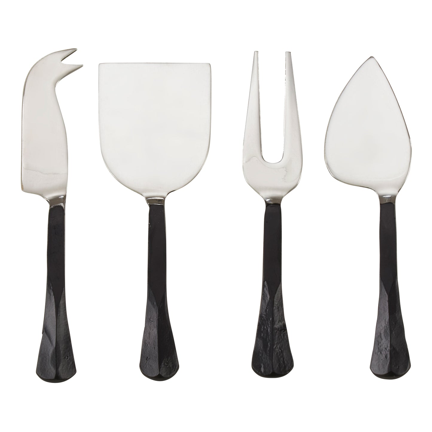 Occasion Gallery Black Matte Black Flatware and Cheese Sets, Steel