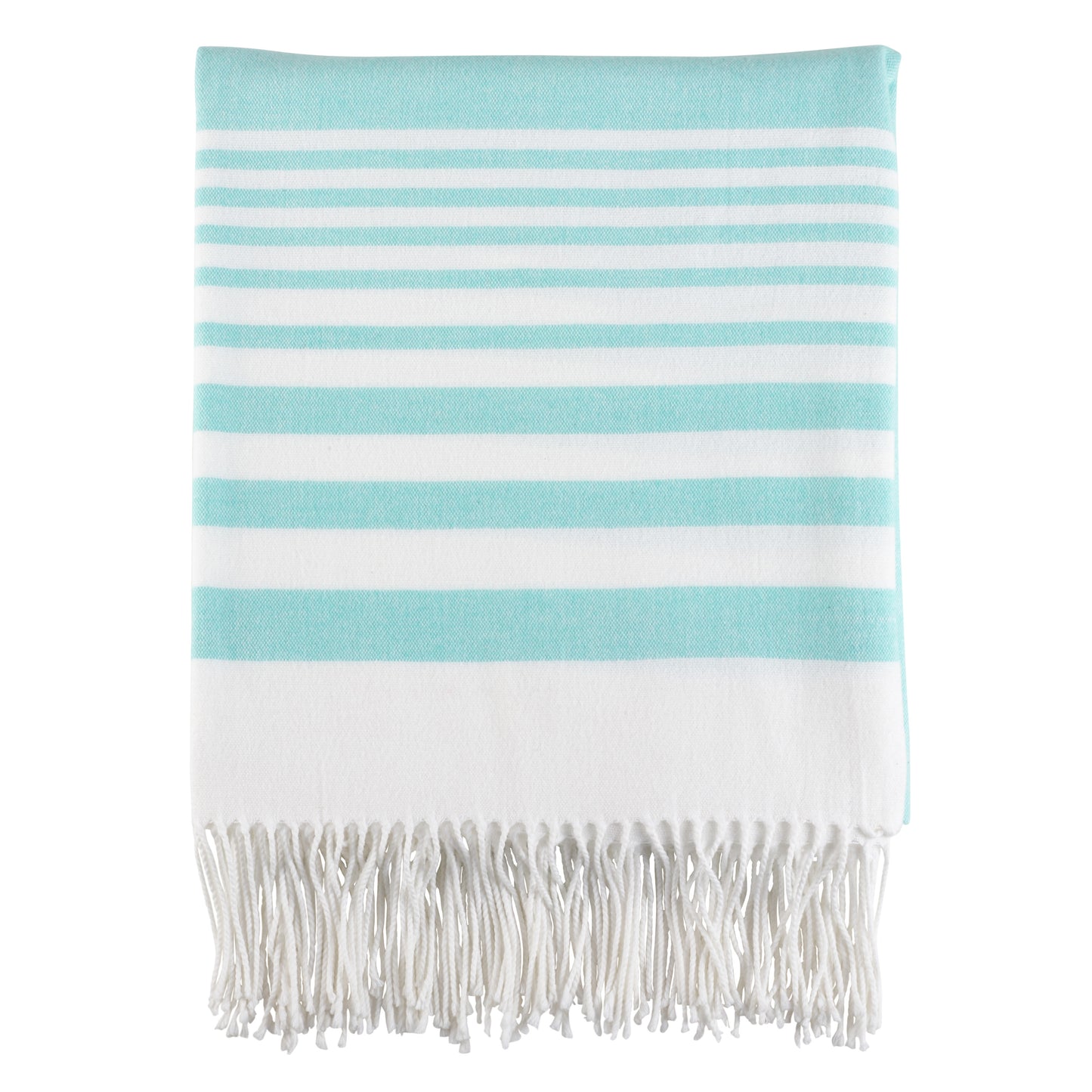 Occasion Gallery Aqua Striped Decorative Cozy Throw Blanket, 50" X 60" 60% Acrylic 40% Cotton (1 piece)