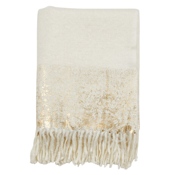 Occasion Gallery Gold Foil Print Faux Mohair Decorative Cozy Throw Blanket,  50" X 60" 100% Acrylic (1 piece)