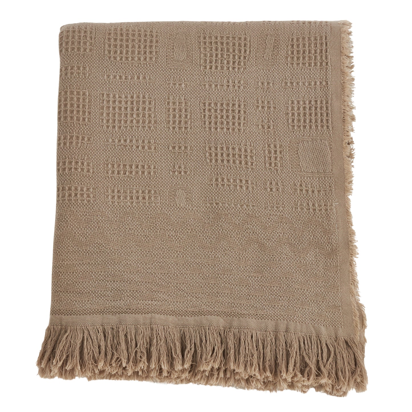 Occasion Gallery Taupe Cross Hatch Waffle Weave Decorative Cozy Throw Blanket, 50" X 60" 100% Cotton (1 piece)