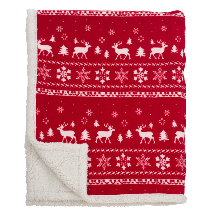 Occasion Gallery Red Christmas Sweater Decorative Cozy Throw Blanket with Sherpa, Rectangular 50" X 60" 100% Polyester (1 piece)