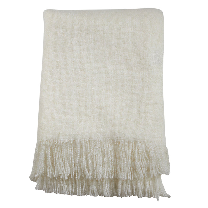 Occasion Gallery Ivory Faux Mohair Decorative Cozy Throw Blanket,  50" X 60" 100% Acrylic (1 piece)