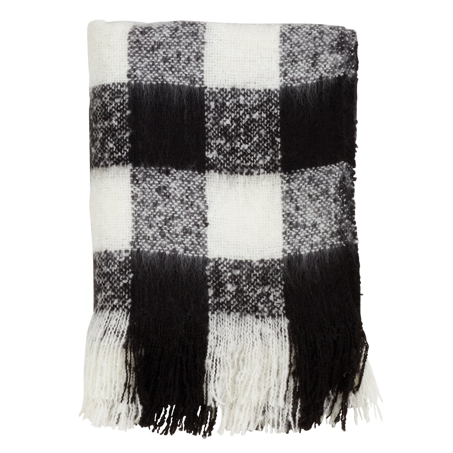 Occasion Gallery Black Faux Mohair Buffalo Plaid Checkered Decorative Cozy Throw Blanket, 50" X 60" 100% Acrylic (1 piece)