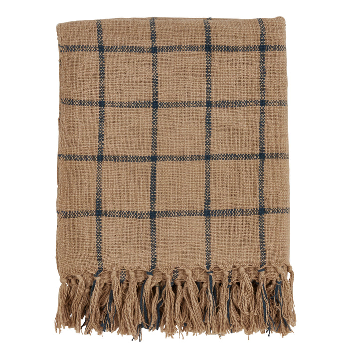 Occasion Gallery Natural Checkered Decorative Cozy Throw Blanket,  50" X 60" 100% Cotton (1 piece)