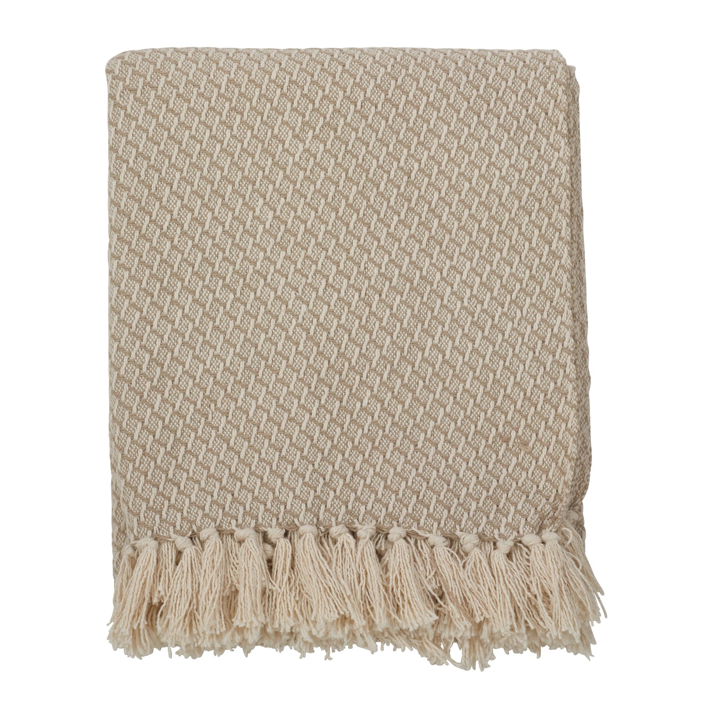 Occasion Gallery Natural Tasseled Decorative Cozy Throw Blanket, 50" X 60" 100% Cotton (1 piece)