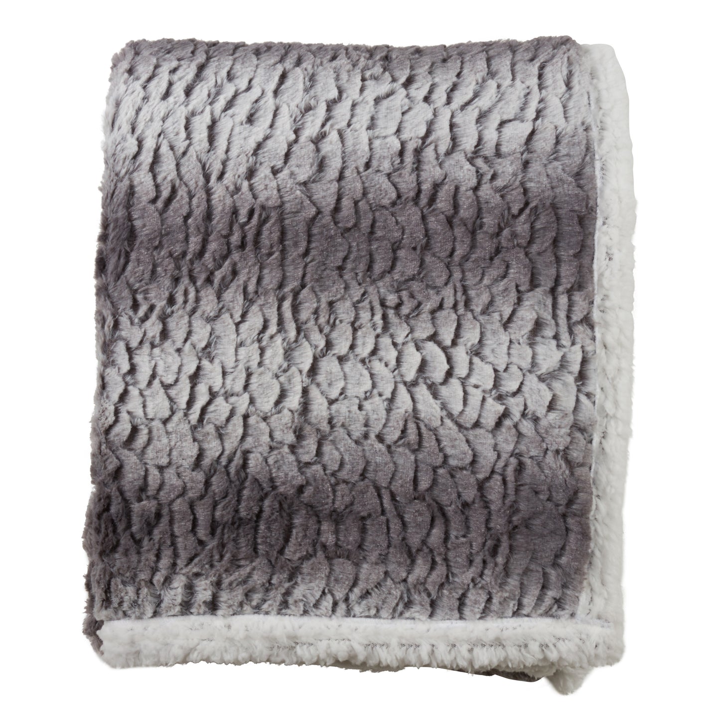 Occasion Gallery Grey Faux Fur + Sherpa Decorative Cozy Throw Blanket, 50" X 60" 100% Polyester (1 piece)