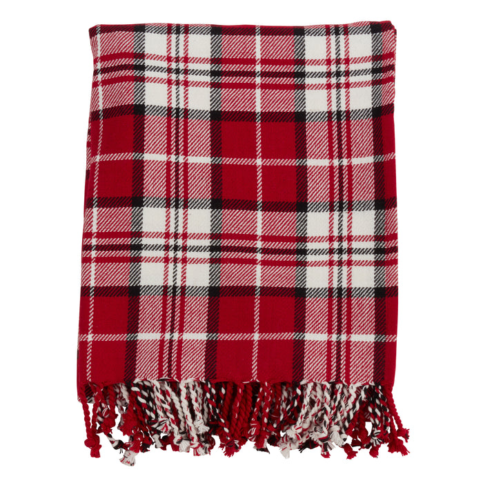 Occasion Gallery Red Plaid Checkered  Decorative Cozy Throw Blanket,  50" X 60" 100% Cotton (1 piece)