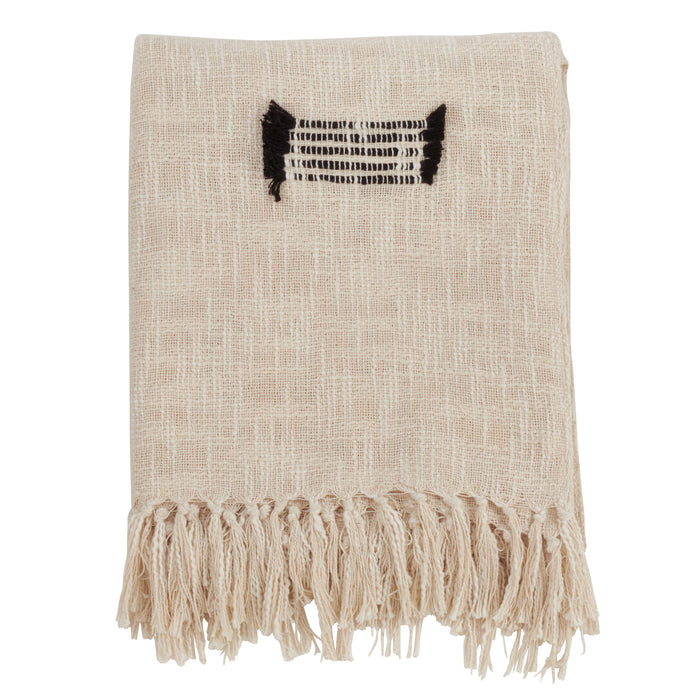 Occasion Gallery Natural Fringe Line Decorative Cozy Throw Blanket,  50" X 60" 100% Cotton (1 piece)