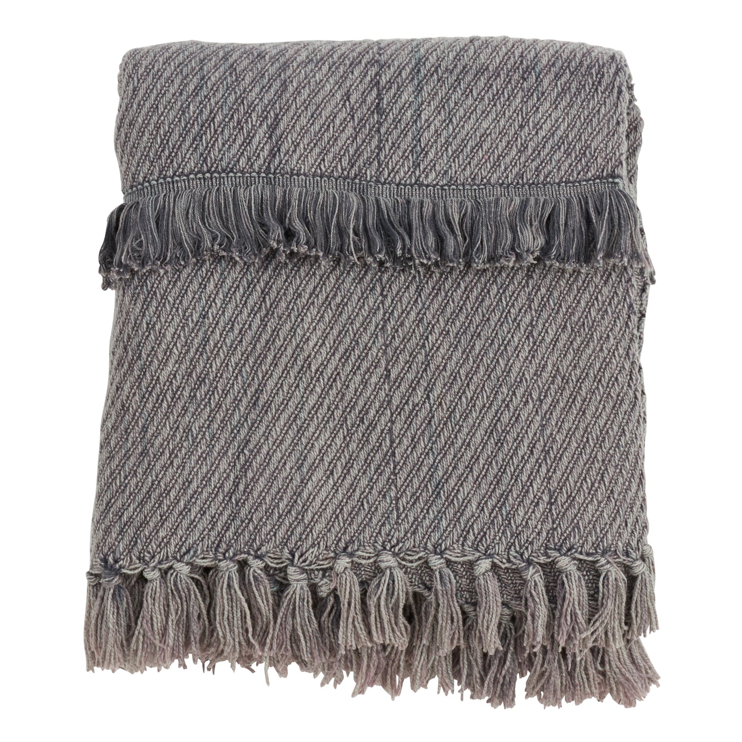 Occasion Gallery Charcoal Fringe Line Decorative Cozy Throw Blanket, 50" X 60" 100% Cotton (1 piece)