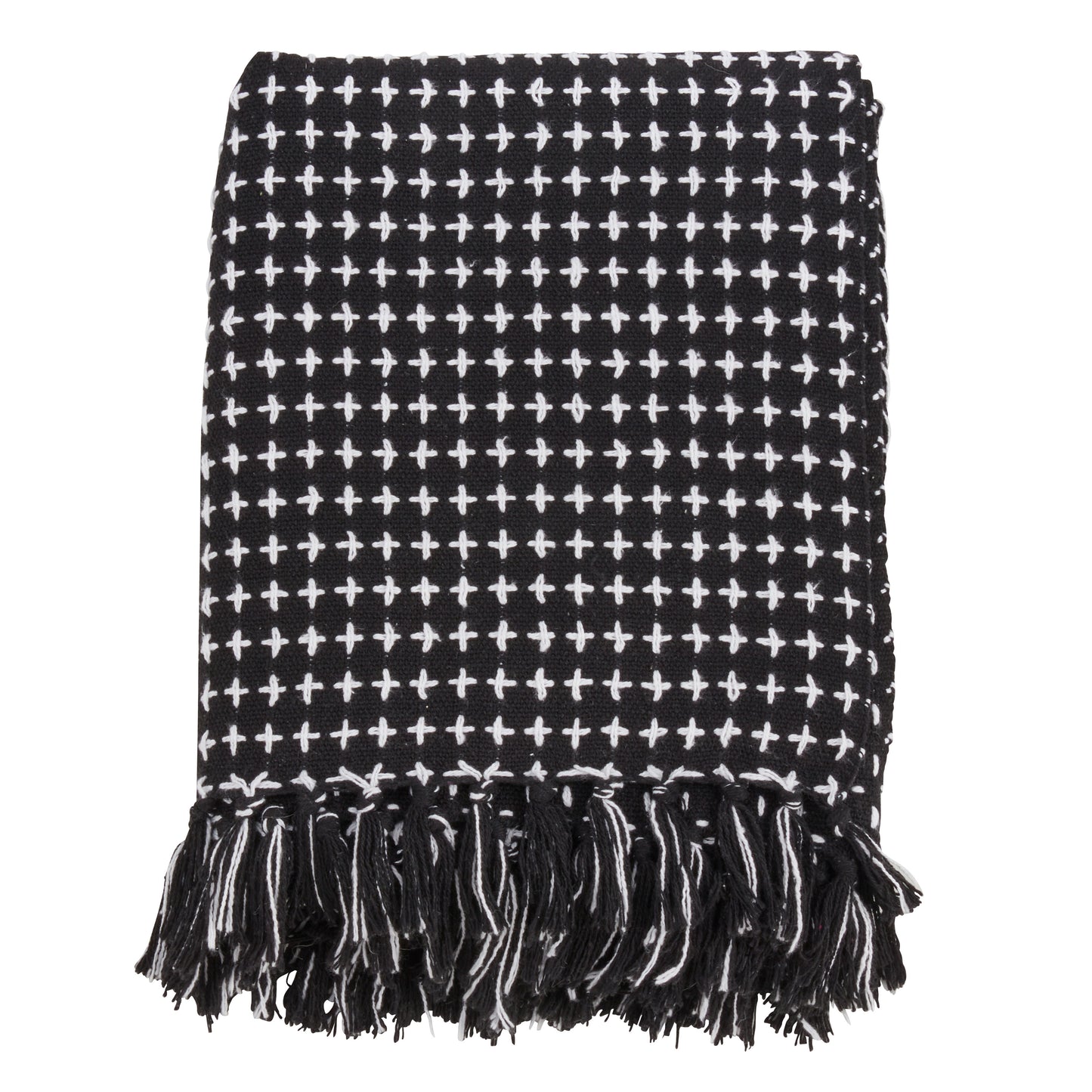 Occasion Gallery Black Cross Thread Decorative Cozy Throw Blanket, 50" X 60" 100% Cotton (1 piece)