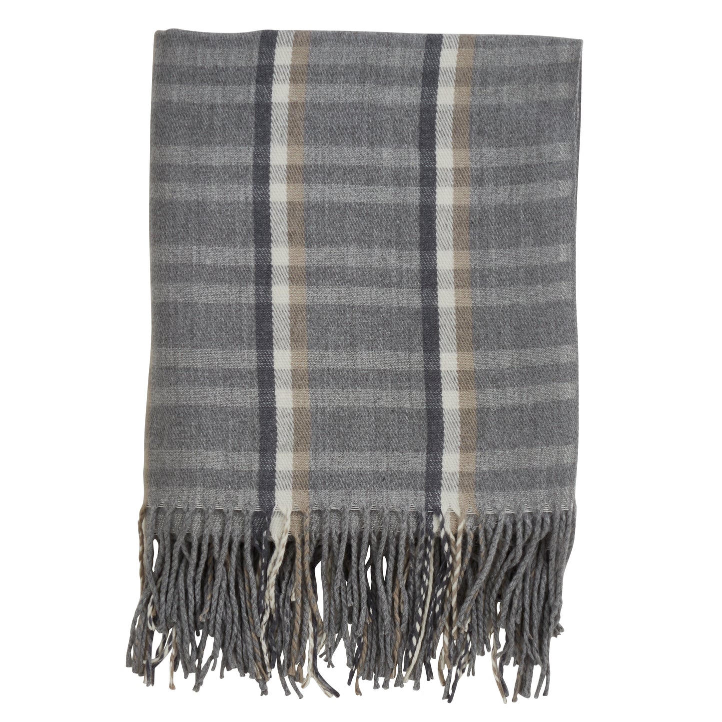Occasion Gallery Grey Plaid Checkered Tassle Decorative Cozy Throw Blanket, 50" X 60" 100% Acrylic (1 piece)
