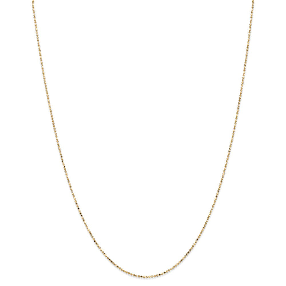 Million Charms 14k Yellow Gold, Necklace Chain, 1.2mm Diamond-Cut Baby Ball Chain, Chain Length: 20 inches