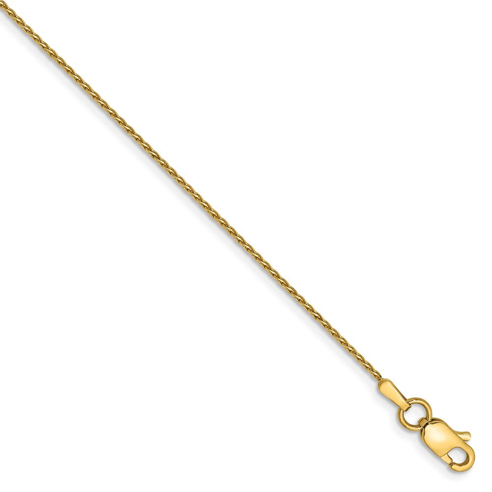 Million Charms 14k Yellow Gold .8mm Round Diamond-Cut Wheat Chain, Chain Length: 6 inches