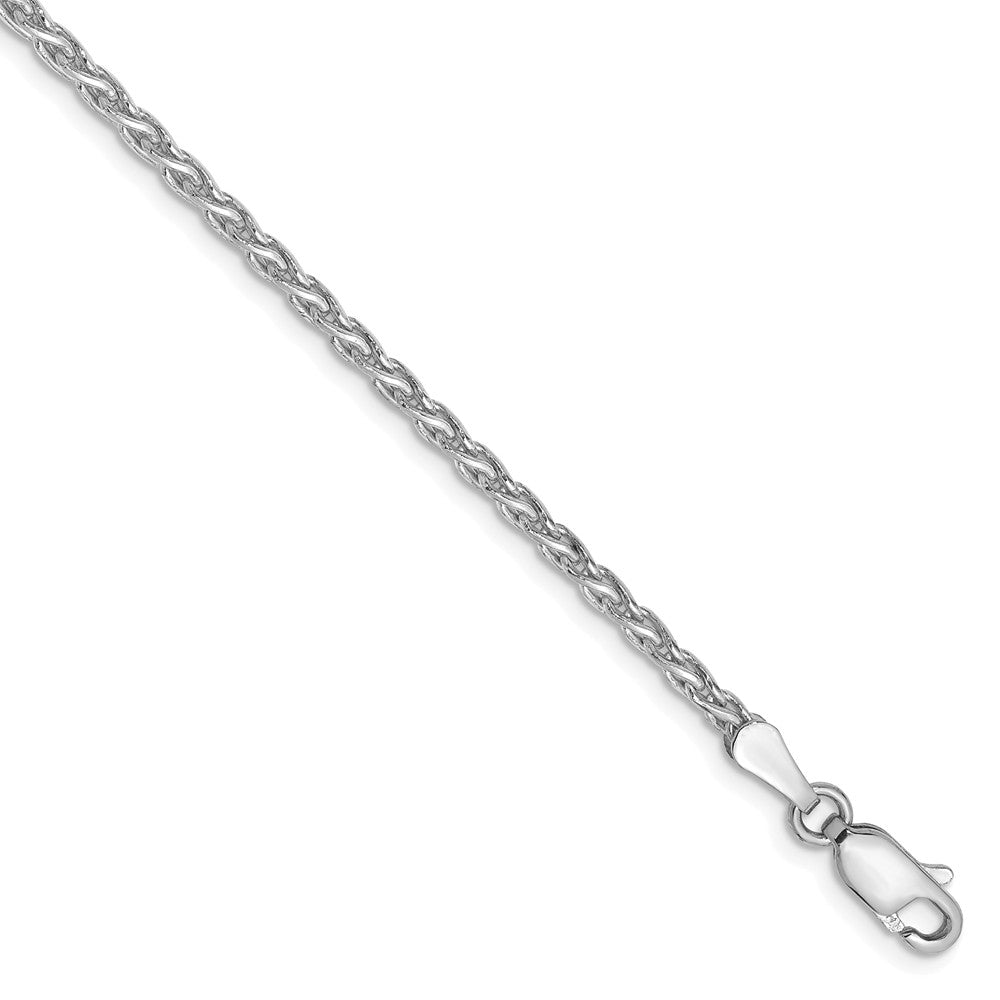 Million Charms 14k White Gold 2.25mm Parisian Wheat Chain, Chain Length: 8 inches