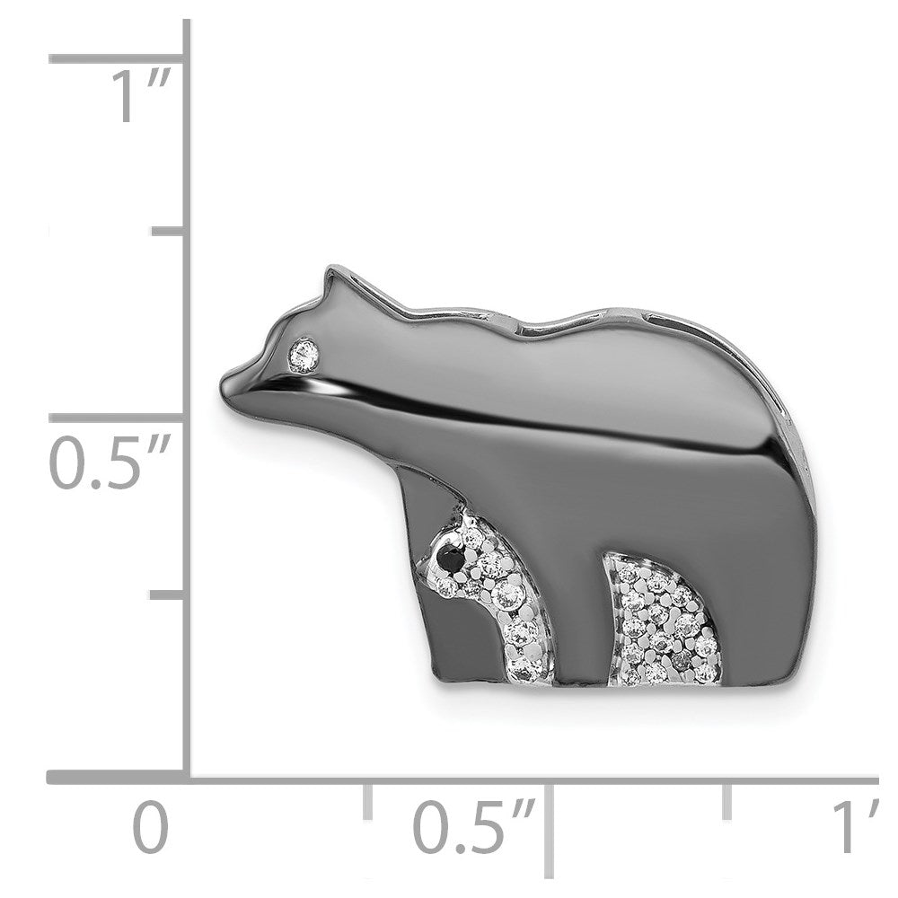 Million Charms 14K White Gold Themed Diamond Bears Pendant
