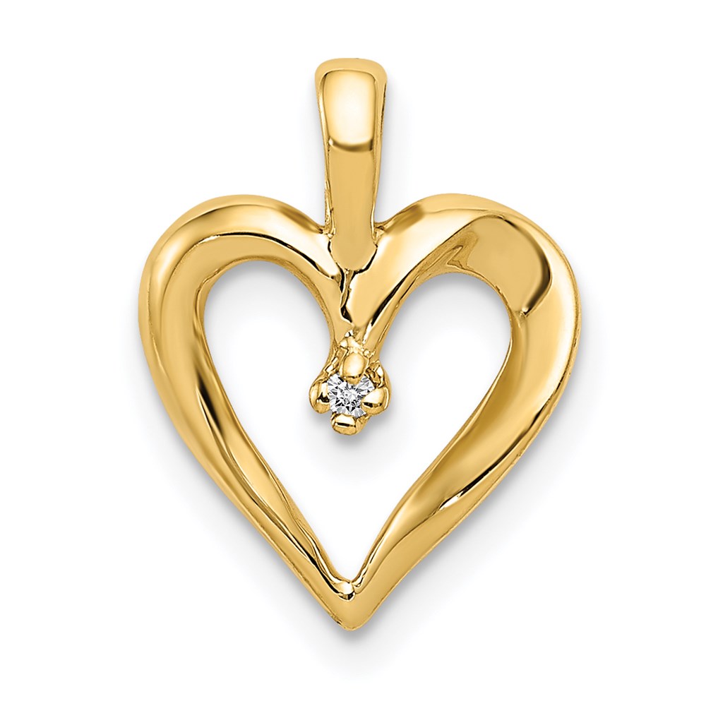 Dije de corazón de diamante AA con temática de oro amarillo de 14 quilates Million Charms