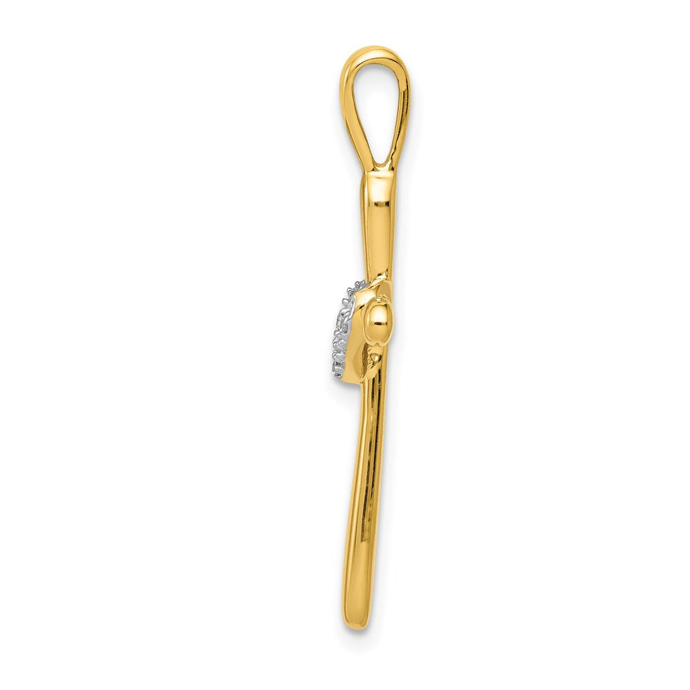 Million Charms 14K Yellow Gold Themed Diamond Relgious Cross With Heart Pendant