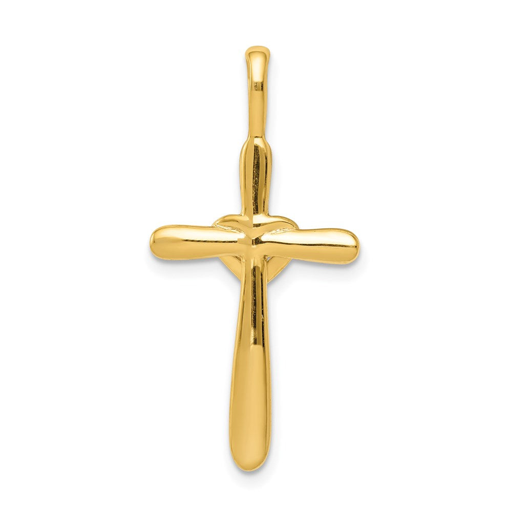 Million Charms 14K Yellow Gold Themed Diamond Relgious Cross With Heart Pendant